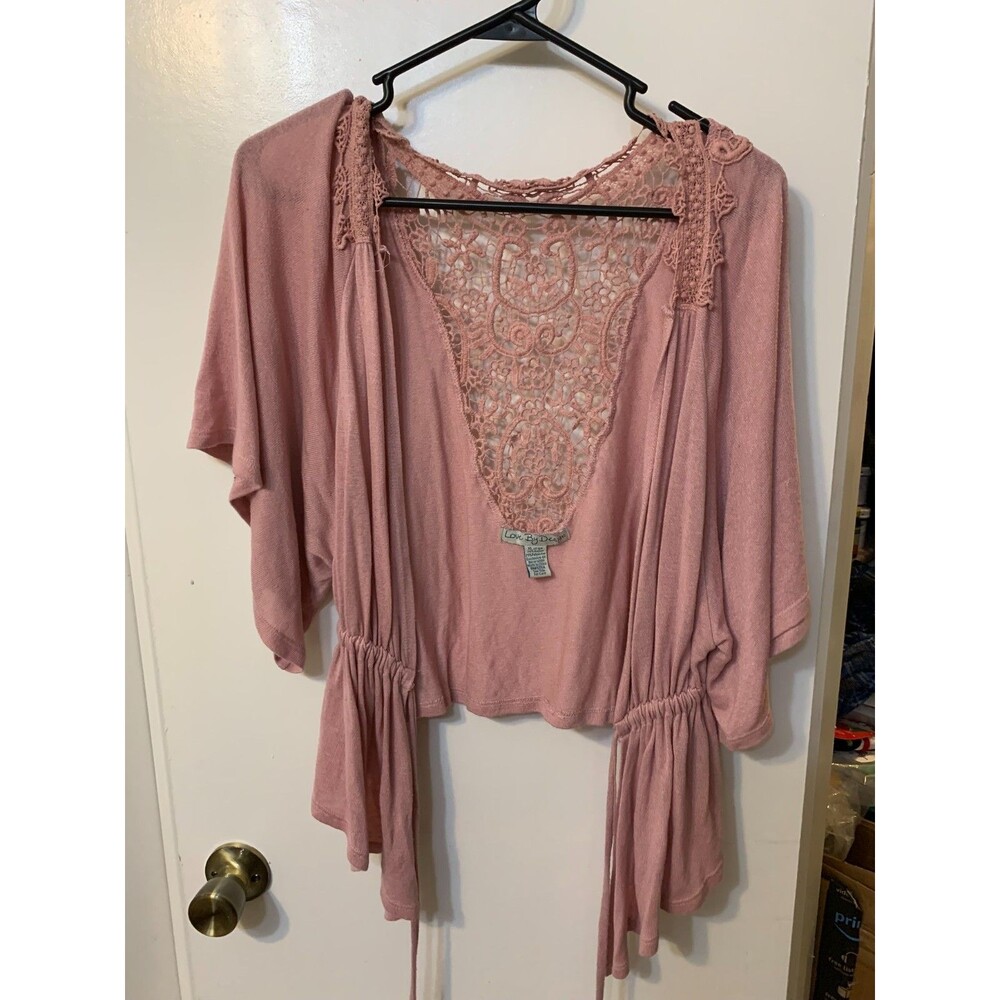 Love By Design Pink Boho Crochet Cover up Shawl Size X-Large